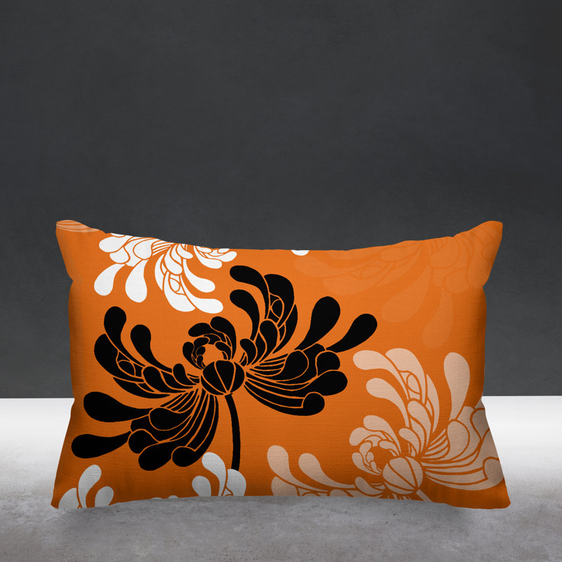 Coussin décoratif intérieur / extérieur Marilyn, 14 po x 20 po, Orange, Rectangle