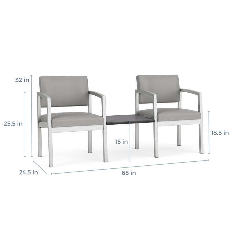 Structure en tandem 2 places avec table centrale Lenox, Noir, Sergé blanc, Chaudron Plot Line