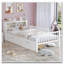Lit simple avec support de rangement pour tête de lit, 2 tiroirs et garde-corps à 3 côtés, blanc-164440025