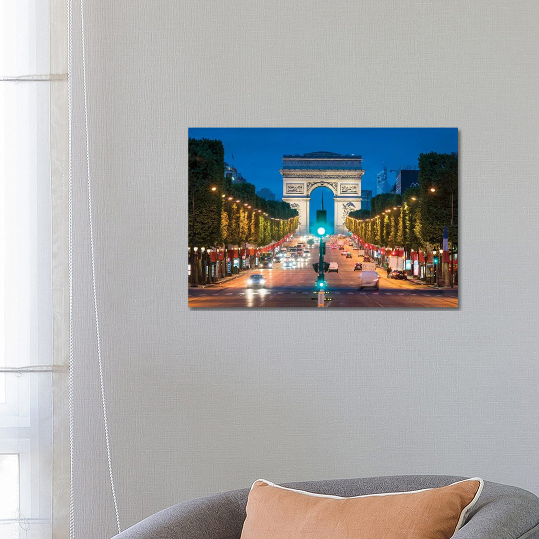 Arc De Triomphe And Avenue Des Champs-Élysées A by Jan Becke - Wrapped Canvas Gallery-Wrapped Canvas Giclée