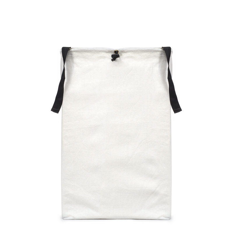 Sac à linge en coton / toile avec poignées, Blanc