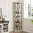 Lighted Corner Curio Cabinet - Elegant Glass Display Case For Living Room & Bar Storage - For Antique Collections & Wine - Includes Built-In Lighting - White-759158265