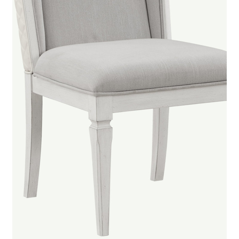 Ensemble de 2 chaises d'appoint Katia en lin gris clair et blanc vieilli