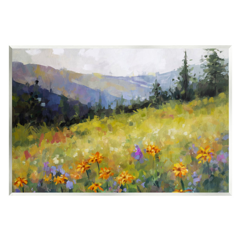 «Bb-212-Wood Flower Meadow», peinture sur panneau de fibres à densité moyenne par Ziwei Li, H 13 po x l 19 po x P 0,5 po