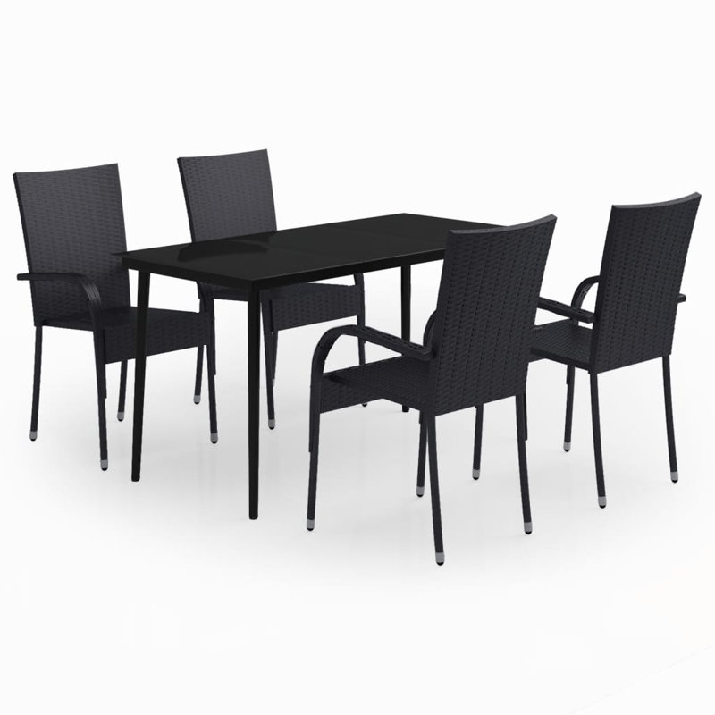Ensemble de salle à manger rectangulaire pour 4 personnes 55,12 po Corderro, 55.1" table length, Noir, 4
