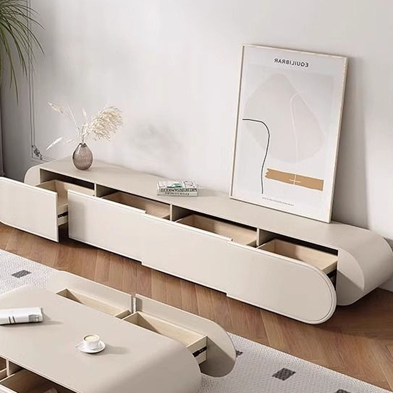 Cream style simple lacquer TV stand, 86.61"