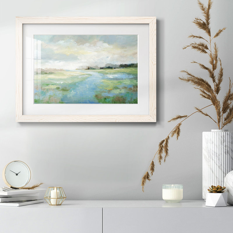 Winding Stream encadré sur papier, H 18 po x l 26 po x P 1,5 po, Blanc