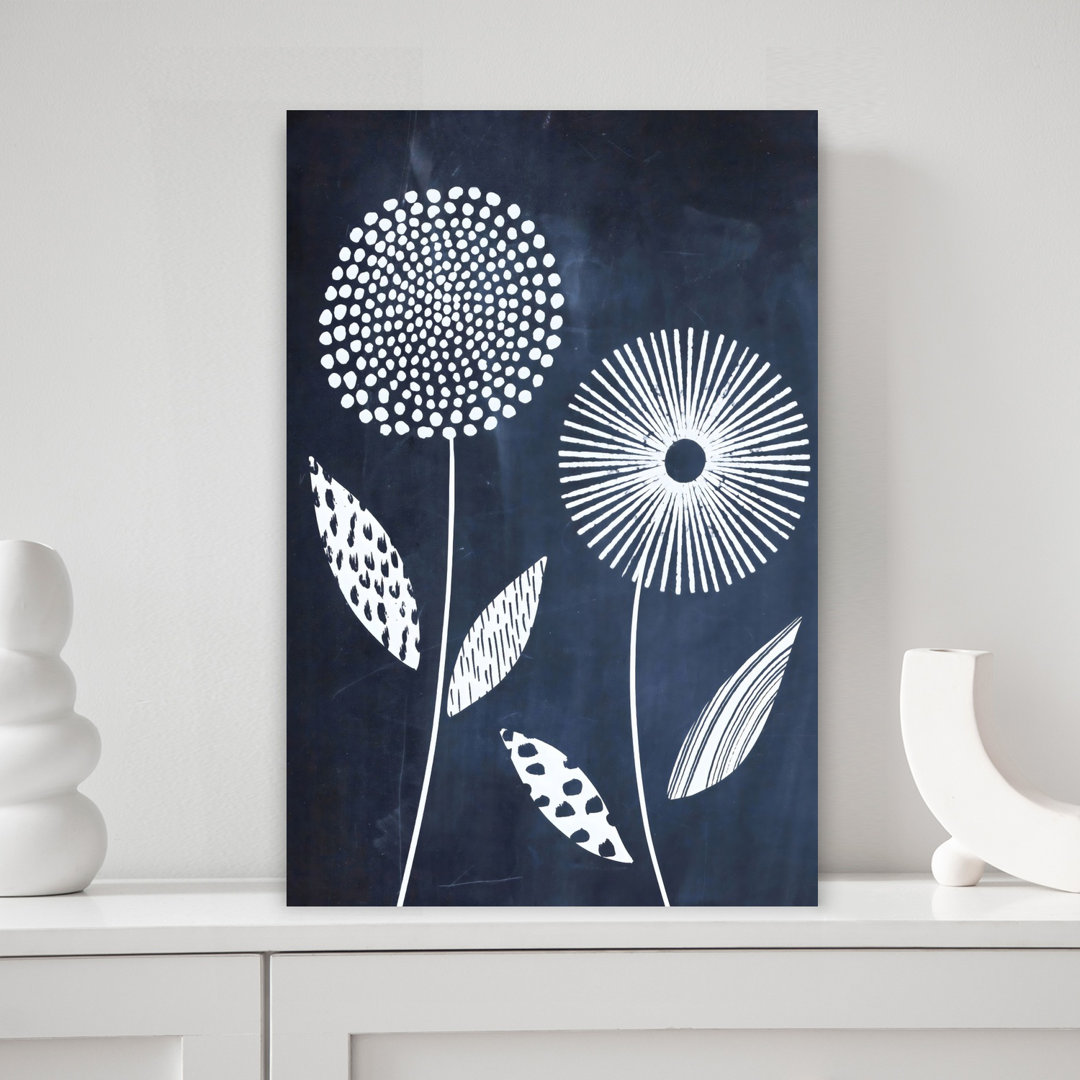 Blue And White Vase 3 Abstract Bold Contemporary Dandelion Flower Nature Wall Art Print