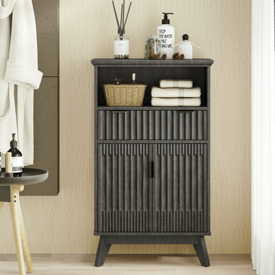  Storage Cabinet With Doors And Drawers, Solid Wood Legs