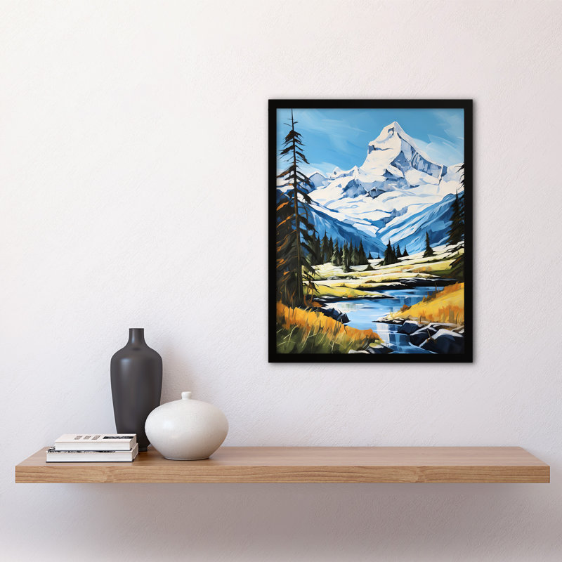 Swiss Alps Switzerland Snow Capped Peaks River Alpine - Single Picture Frame Print