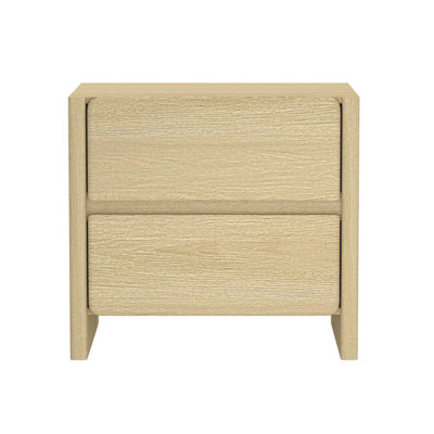 Linda 24" Modern Nightstand with 2 Drawers in Natural Oak