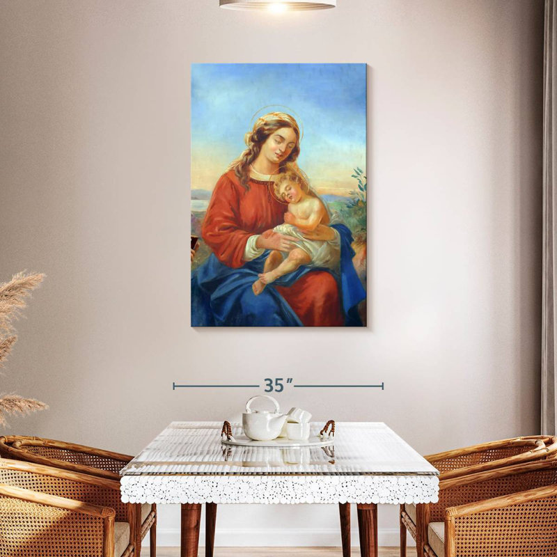 Marie et Jésus, H 45 po x l 30 po