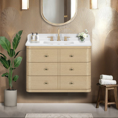 Serena 36 in. Single Sink Bathroom Vanity in White Oak with Top