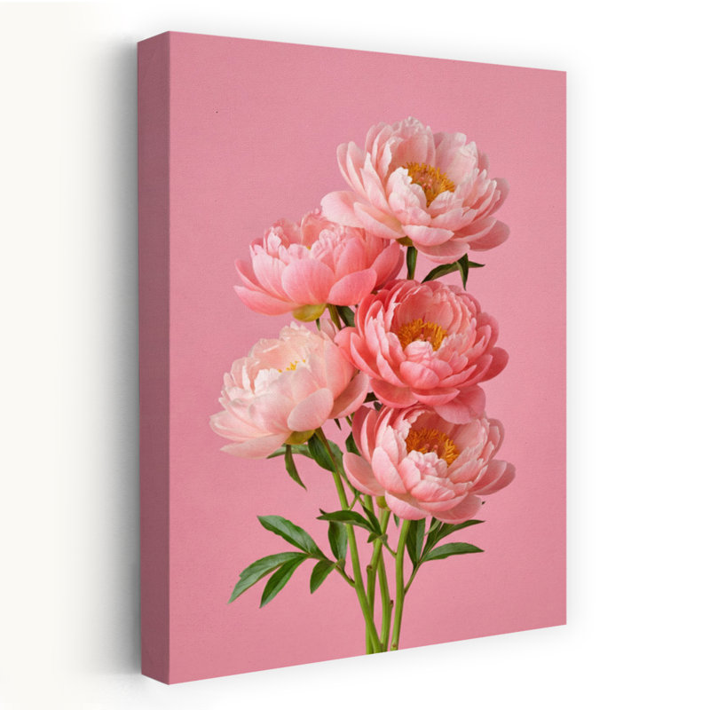 Contemporary Art Contemporary Peony Flower Wall Art, 18" H x 12" W