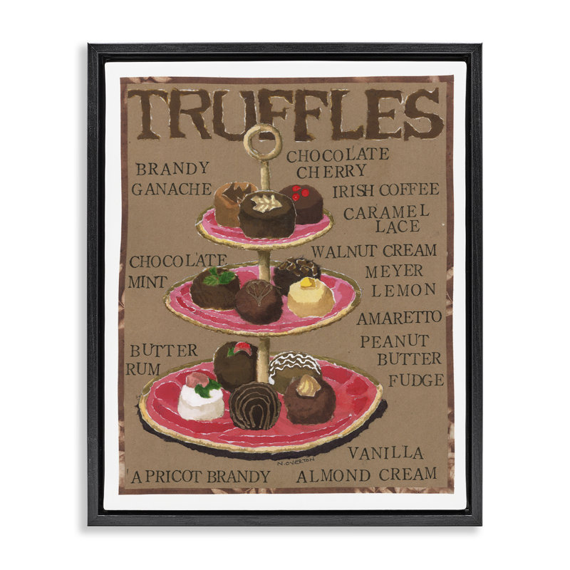 "Assortiment de truffes chocolat", art mural encadré par Nancy Overton, Cadre flottant noir de jais, H 21 po x l 17 po