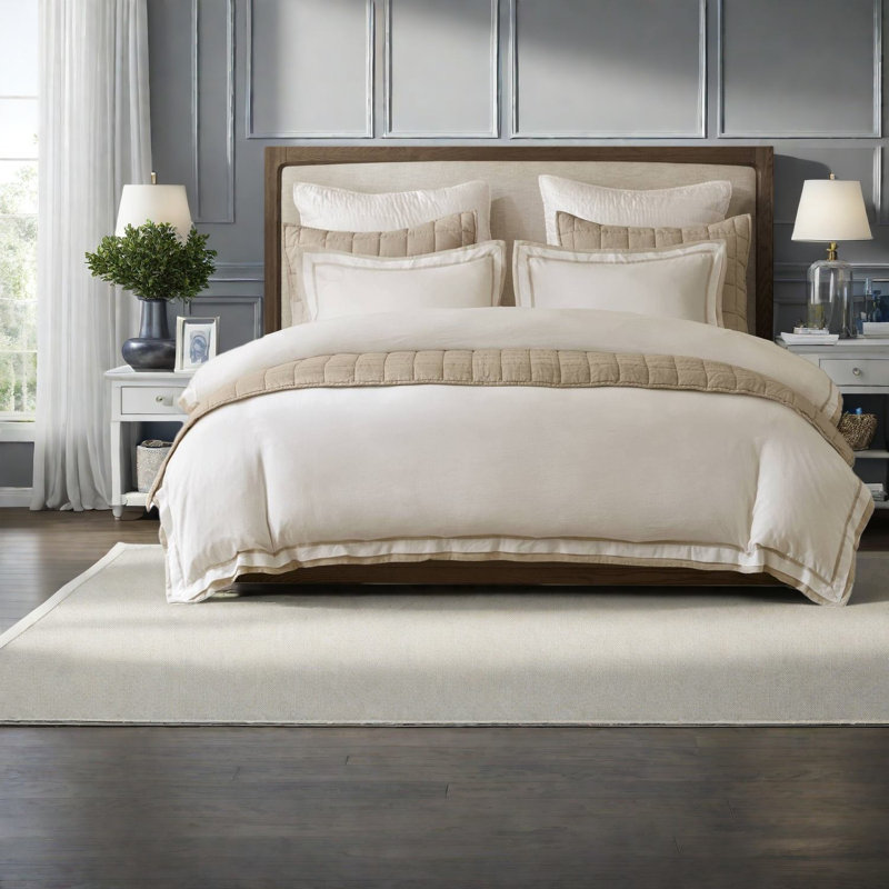 Premium Linen Rayon Bedding Sets, King Size Modern Style For Home