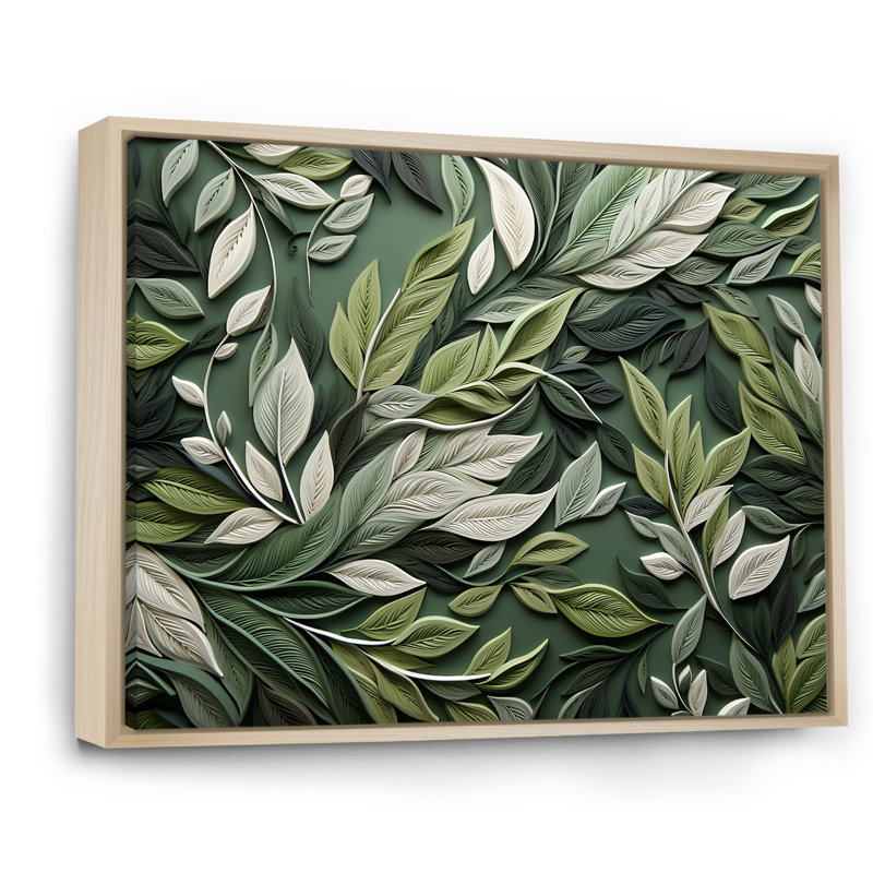 Herbes, sauge, sagesse, art floral, Cadre flottant brun, H 34 po x l 44 po x P 1,5 po