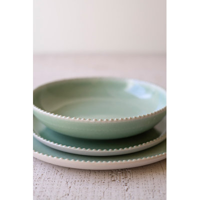 Kalalou Mist Ceramic Dinnerware Set Dinner Salad Plate and Bowl 2"Tall