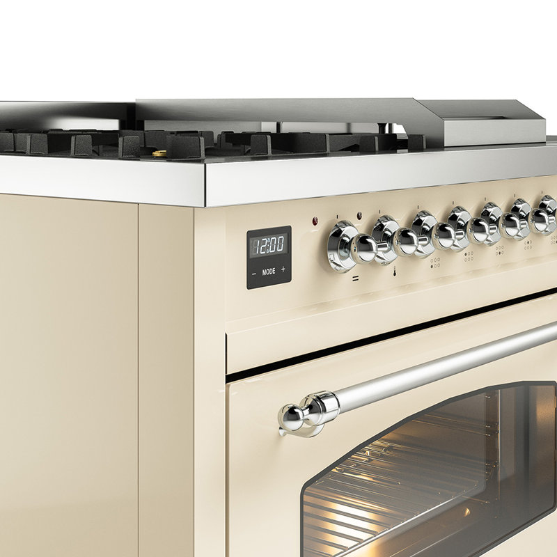 ILVE Nostalgie II 48 Dual Fuel Range, Antique White/Chrome, Liquid Propane