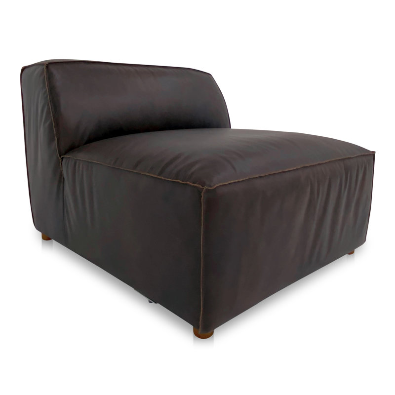 Fauteuil de chambre en cuir véritable Foley, Cuir de grain supérieur noir