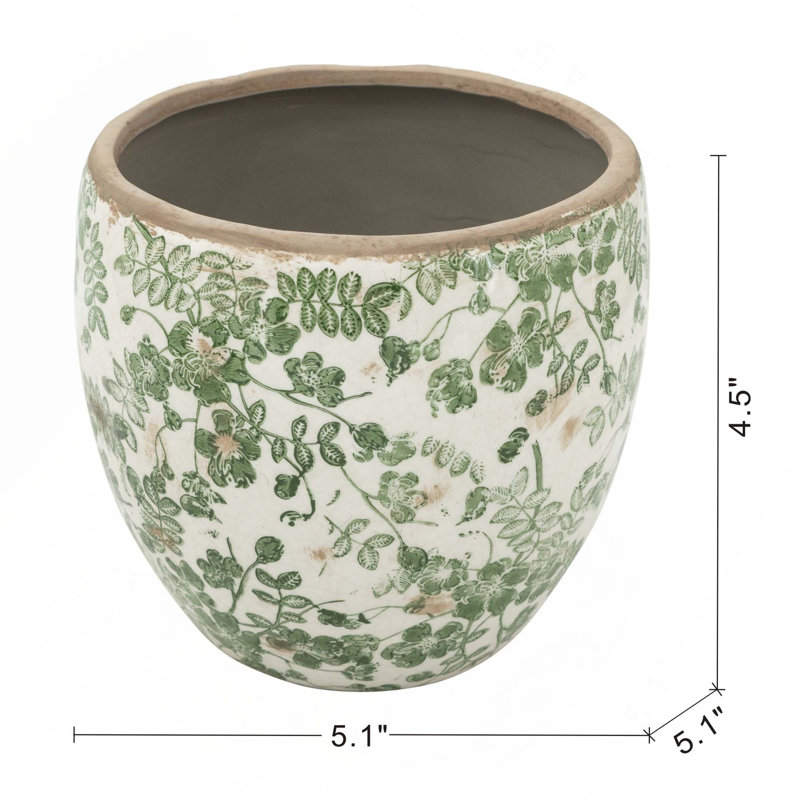 Vase en céramique avec motif floral 5,1 x 5,1 x 4,5 "(ensemble de 4)