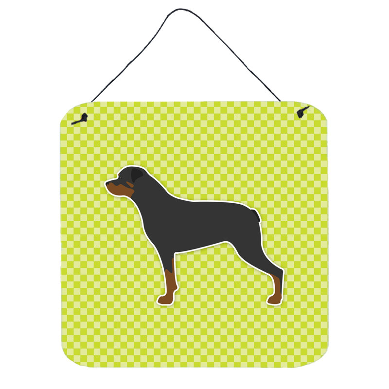 Décoration murale damier rottweiler, Vert