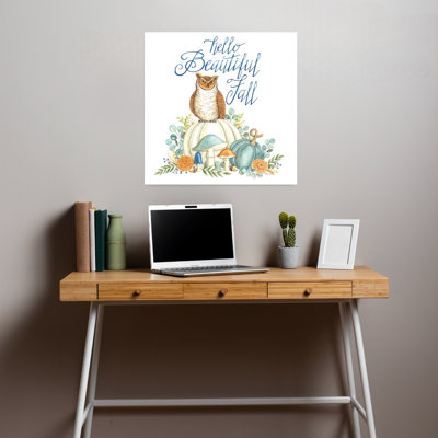 «Hello Beautiful Fall Contemporary Contemporary Owl», art floral