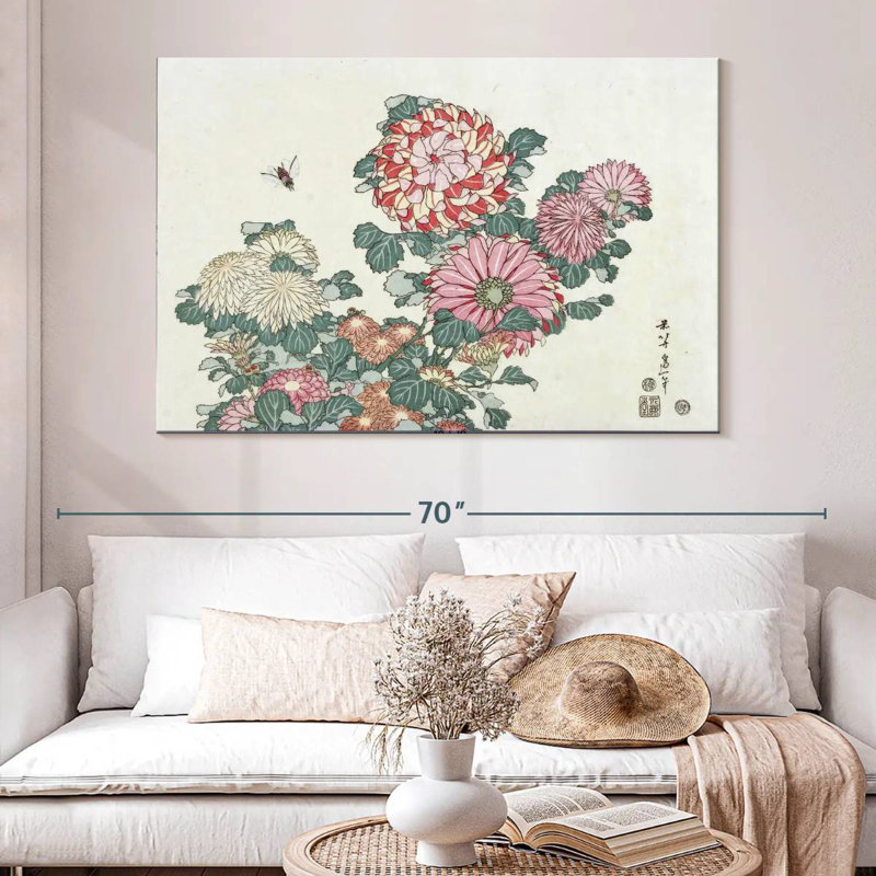 Chrysanthèmes Harnek et une abeille, H 34 po x l 51 po