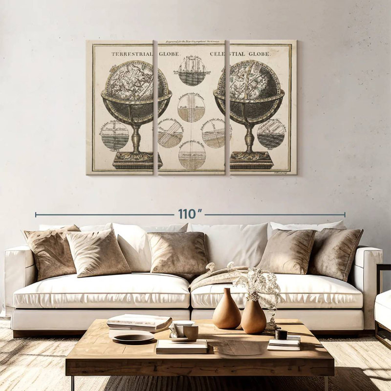 Oberle Antique Globes Neutral, 48" H x 74" W
