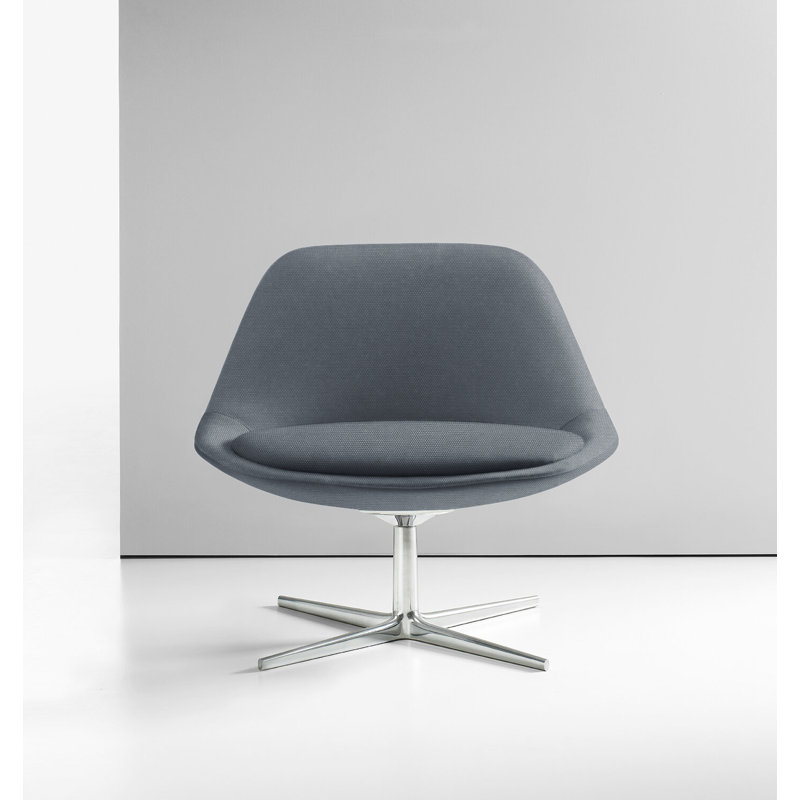 Chiara Lounge Chair, Polished Aluminum, Vella Peppercorn