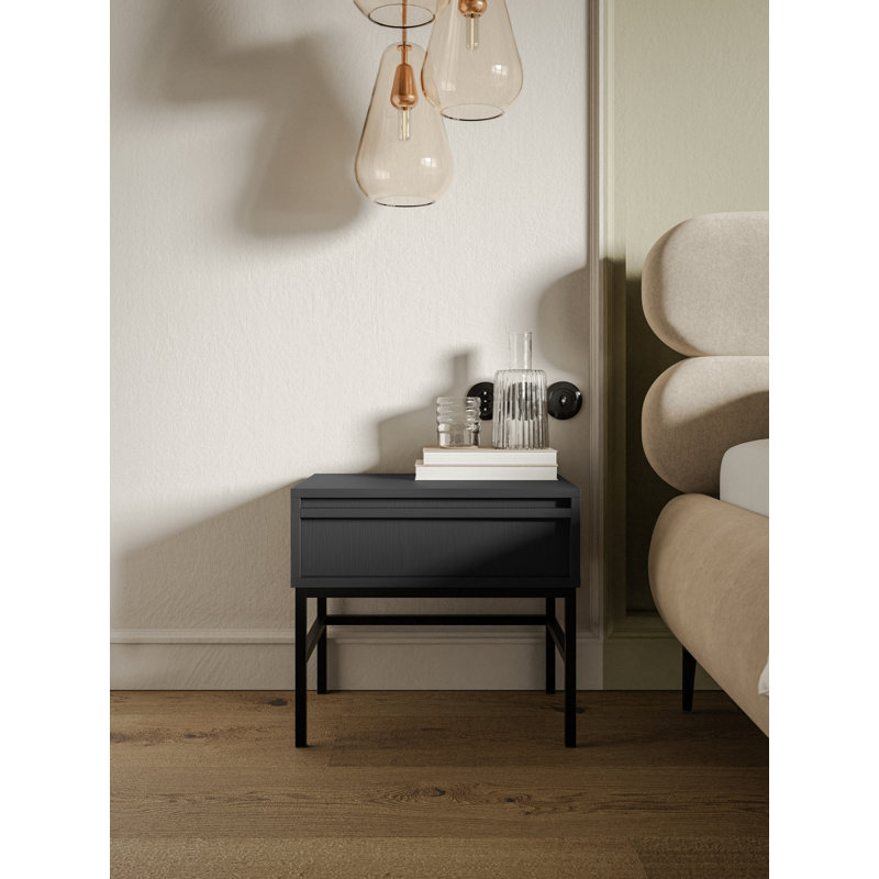 Bannie 50cm W Metal Bedside Table, Black