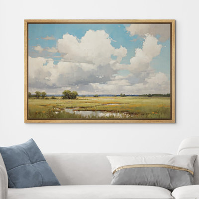 Rustic Sketch " Cloudy Blue Sky Nature Countryside Illustrations Fine Art Farmhouse Country Rustic "
