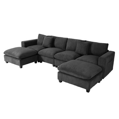 6-Piece Upholstered Modular Sectional With USB Port