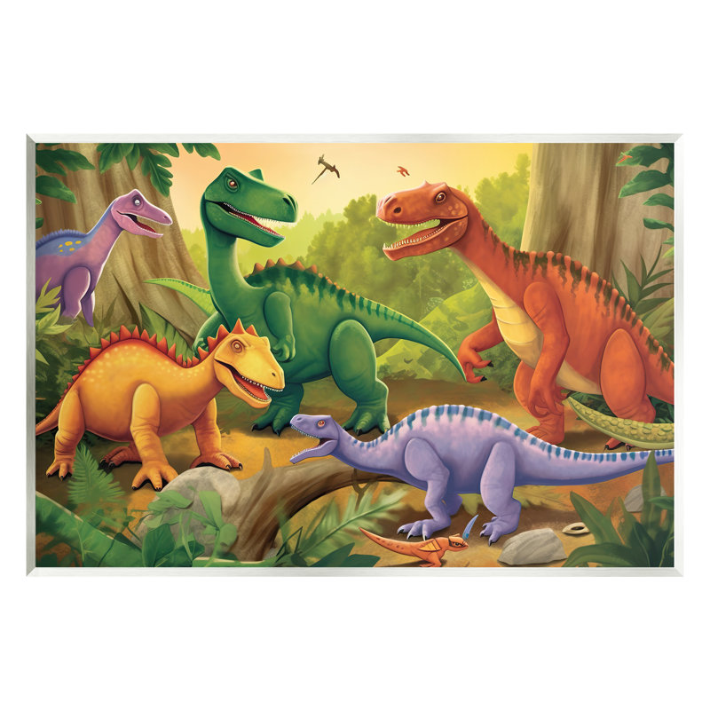 «Dinosaurs In Jungle Scene», art giclée par Wumples, H 13 po x l 19 po x P 0,5 po
