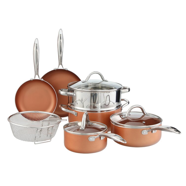 Kitchen Academy Induction Cookware Sets - 12 Piece Cooking Pan Set