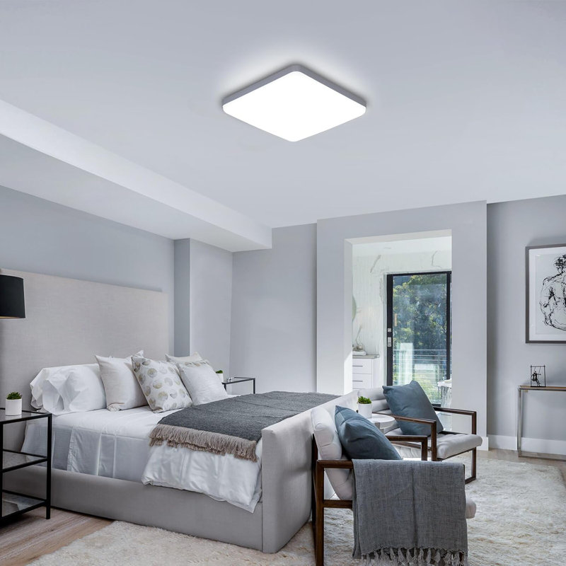 Square LED Flush Mount, 3.5cm H X 23cm W X 23cm D, White