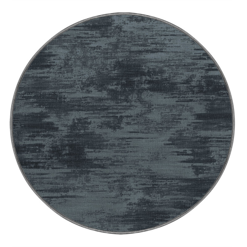 Machine Washable Abstract Gray Area Rug, Round 6'