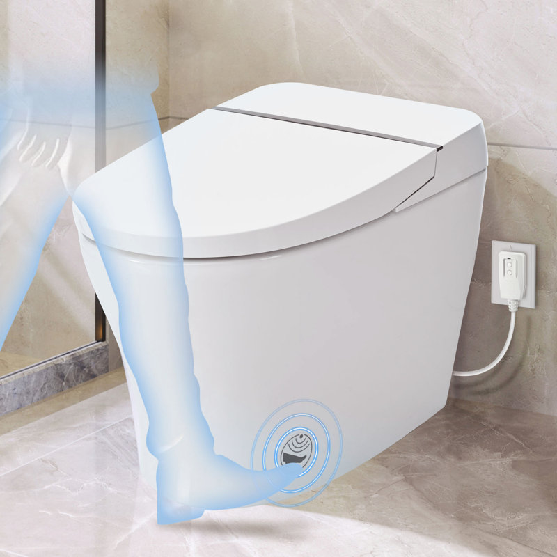 Compact Dual Flush Toilet With Self-Cleaning Wand, Foot Sensor Flush, White Night , Knob Control, Cold Water Wash, Strong Soft Close, , Immaculate Smart 1/1.28 ,