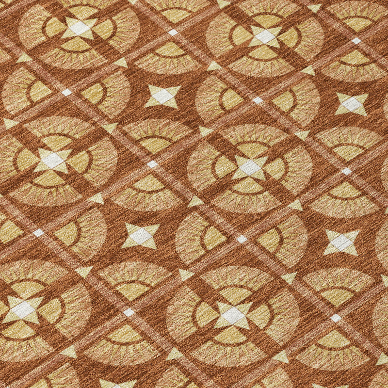 Tapis géométrique intérieur / extérieur lavable à la machine Chantille ACN2552, Paprika, 2 pi 3 po x 7 pi 6 po