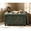Repose-pieds carré avec rangement caché, garnitures cloutées, convient à plusieurs espaces, surface et décor en tissu à usage moyen, rangement, bureau à domicile, sièges moelleux