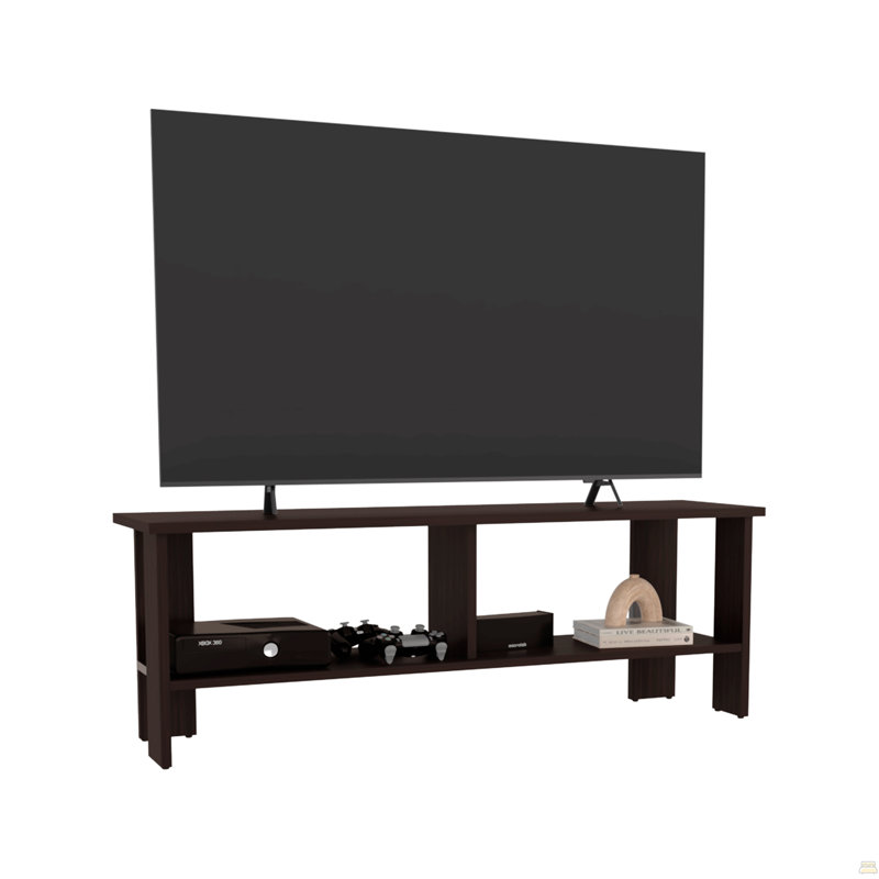 47" Wide Tv Stand  With Two Shelves, Dark Walnut