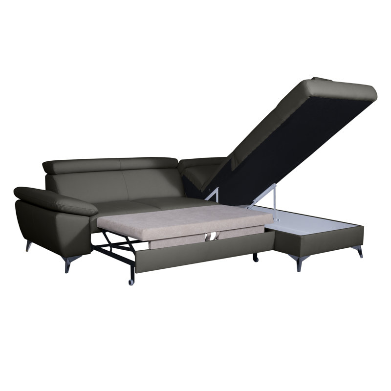 Ashianna 4 Seater Sofa Bed, Dark Grey, Right Hand Facing