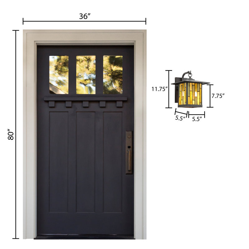 11.75" Bronze Stained Glass Outdoor Wall Lantern Sconce