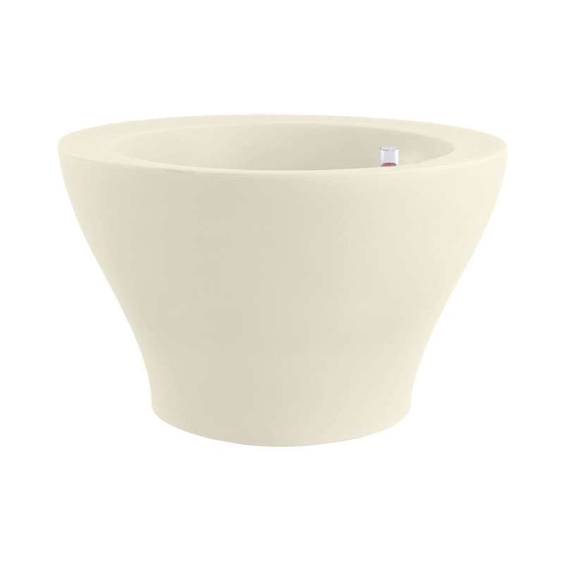 Centro Resin Pot Planter, 14.75" H x 23.5" W x 23.5" D, Ecru