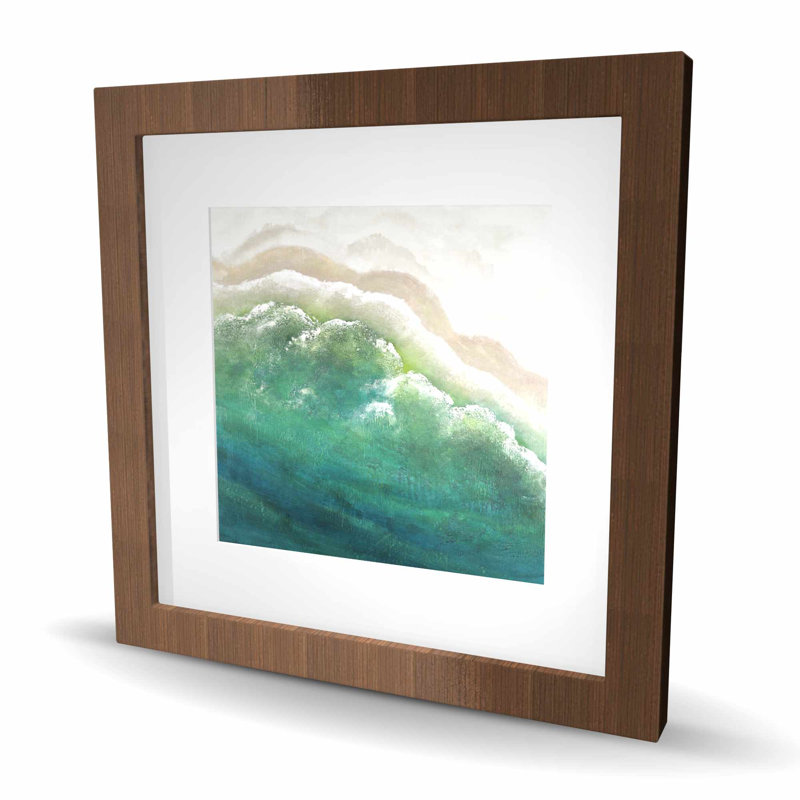Turquoise mer - impression encadrée de vagues pour la décoration intérieure, H 16 po x l 16 po