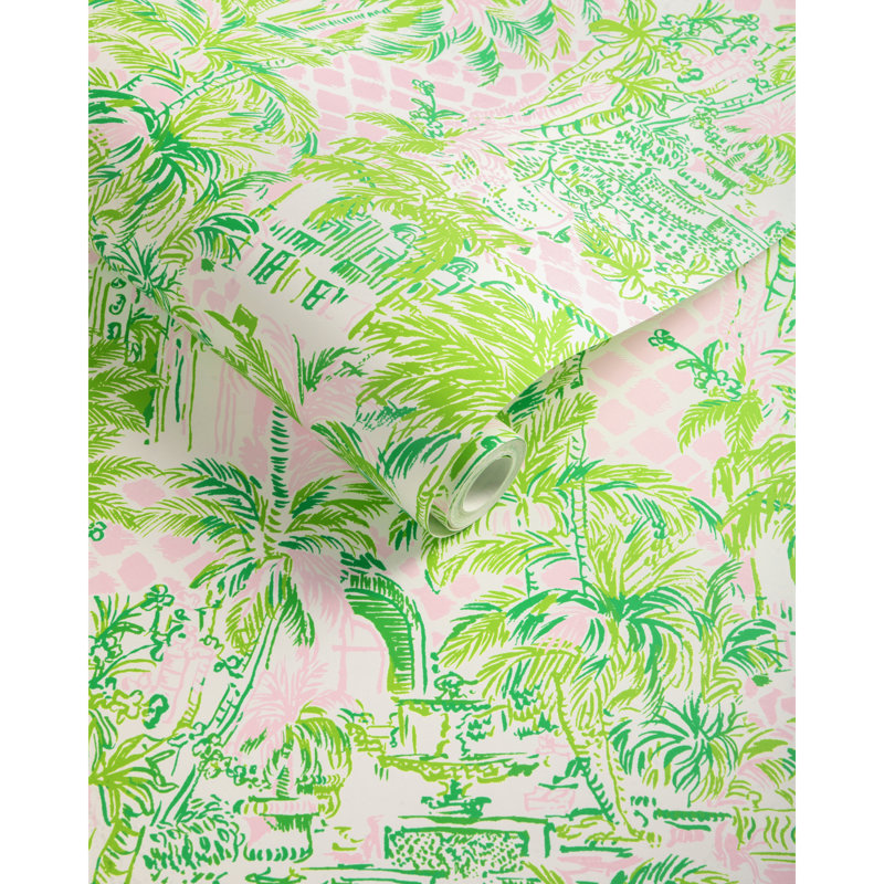 Lilly Pulitzer Palm Beach Wallpaper, Pink/Green