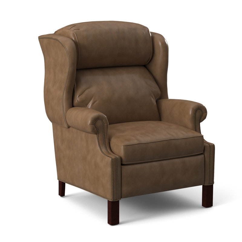 Chippendale Recliner, Rio Mineral Genuine Leather, Mahogany, #9 Natural