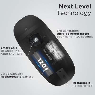 Ouvre-boîte électrique rechargeable Auto-Stop, coupe latérale à une touche, fixation murale, idéal pour les personnes âgées.