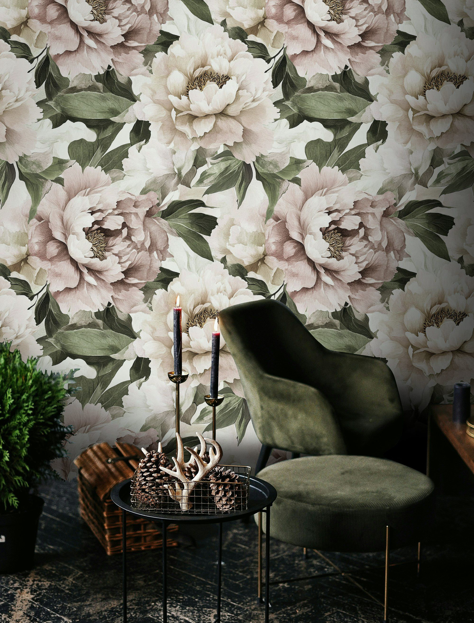 Charlton Home® Peony Wallpaper Large Floral Peel and Stick Wall Mural ...