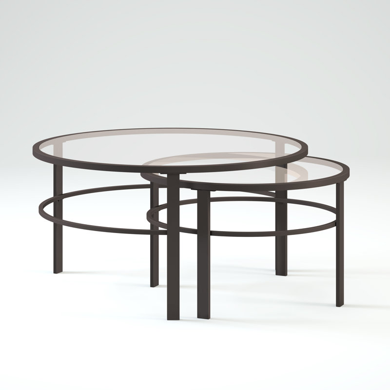 Gaia Glass Top Nesting Coffee Table, Black